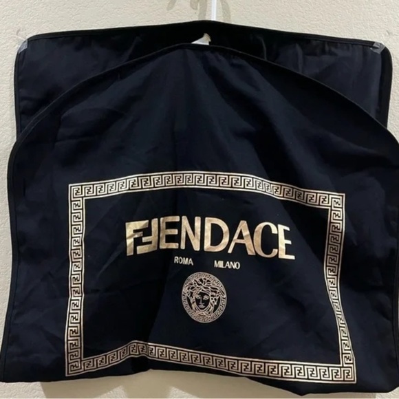 Fendi x Versace Fendace Collaboration Cloth Garment Bag Black Gold 43”x 23” - Picture 4 of 7
